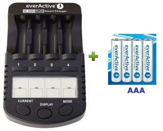 Zestaw everActive ładowarka NC-1000 PLUS + 4xAAA NiMH 1050 mAh