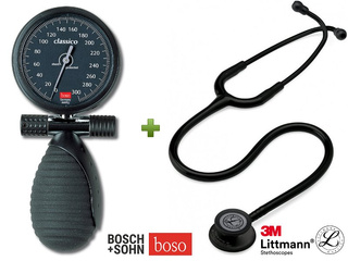 Ciśnieniomierz boso CLASSICO i Stetoskop Littmann Classic 3 BLACK