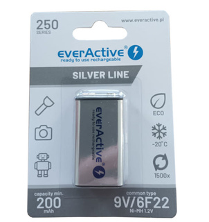 Akumulatorek 9V everActive 6F22 250 mAh Silver Line