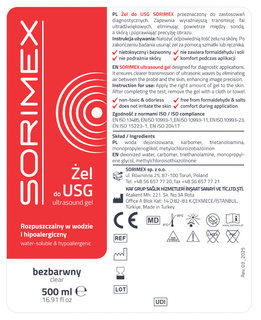 Żel do USG SORIMEX 500 ml hipoalergiczny bezbarwny
