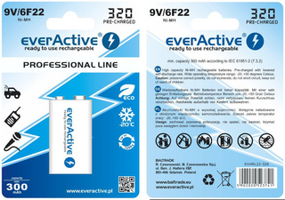 Zestaw ładowarka everActive NC-109 9Vx4 + 2 akumulatorki 320 mAh