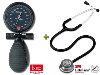 Ciśnieniomierz zegarowy boso CLASSICO i Stetoskop Littmann Classic 3