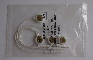 Adaptery snap-pin Axelgaard z przewodem do elektrod, biały, 4 szt