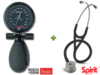 Ciśnieniomierz BOSO Classico+Stetoskop kardiologiczny Spirit SS747PF